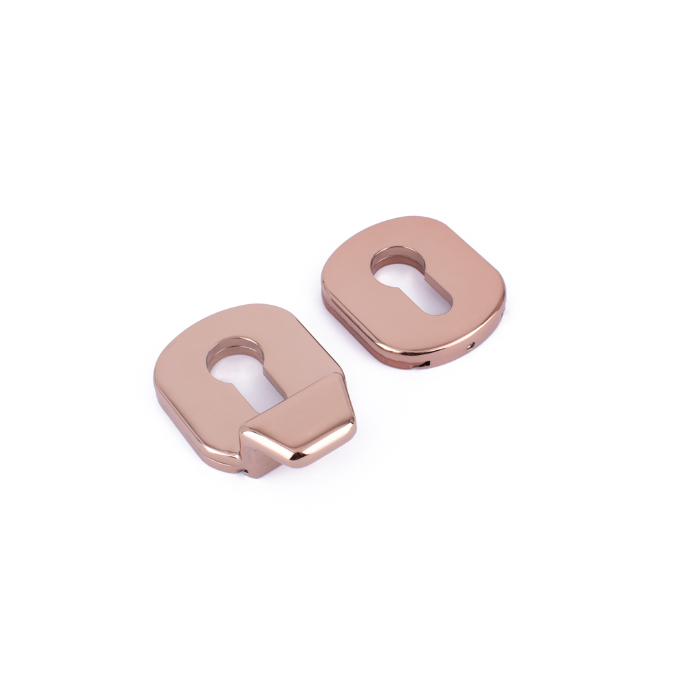 Timber Series Euro Cylinder Pull and Escutcheon - Rose Gold
